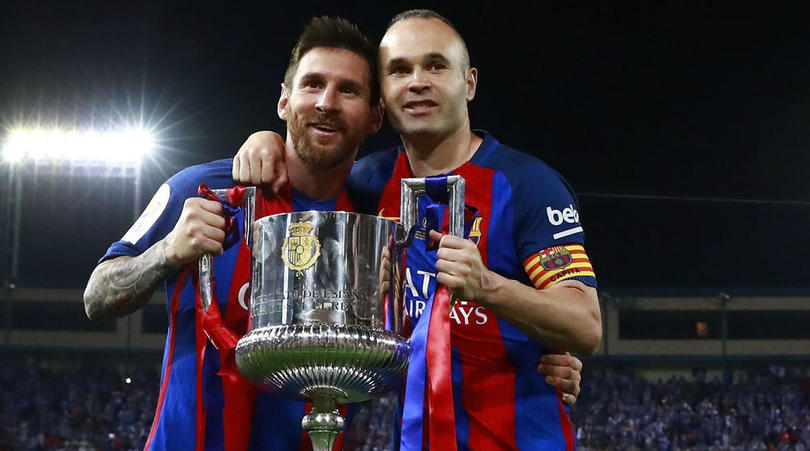 Barcelona duo Lionel Messi and Andres Iniesta