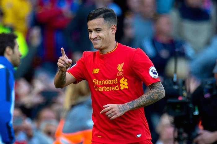 Liverpool’s Philippe Coutinho celebrates