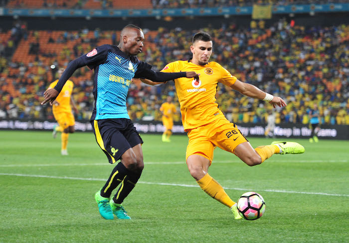 Lorenzo Gordinho challenged by Khama Billiat