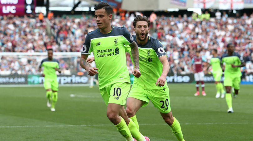 Philippe Coutinho celebrates his brace against West Ham