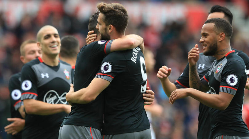 Southampton celebrating their win against Middlesbrough