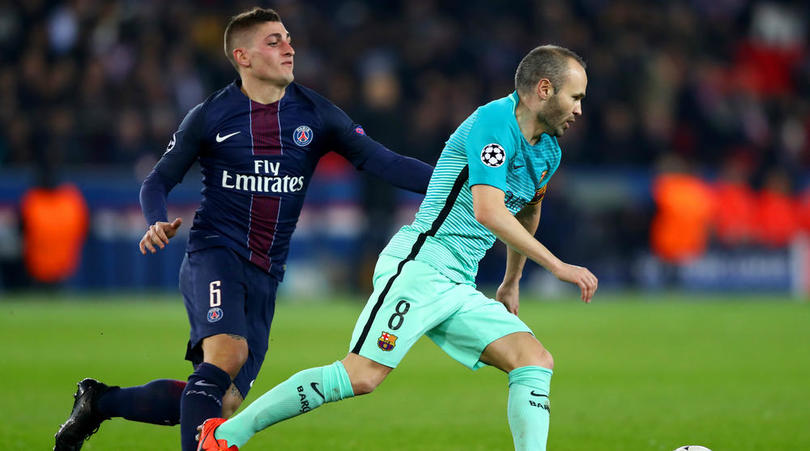 Marco Verratti and Andres Iniesta