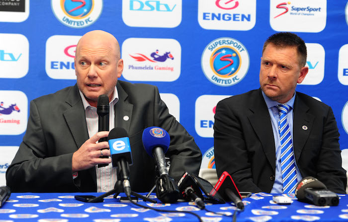 SuperSport United coach Eric Tinkler and Stan Matthews