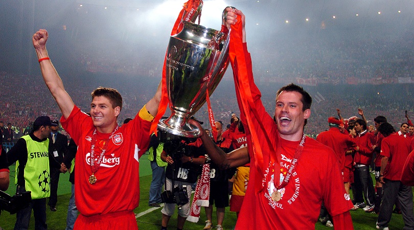 Liverpool's Steven Gerrard and Jamie Carragher