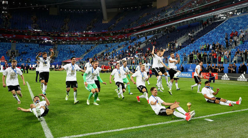 Germany celebrating their Confederations Cup triumph