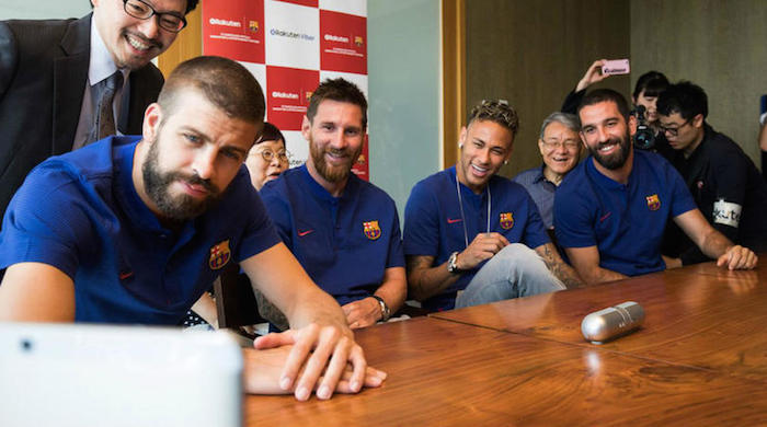 Messi and Barcelona teammates