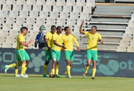 Ryan Moon celebrates his goal against Botswana