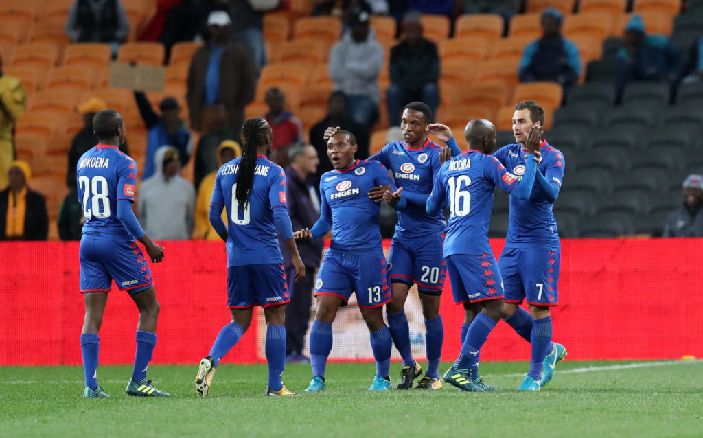 Bradley Grobler celebrates his goal with teammates