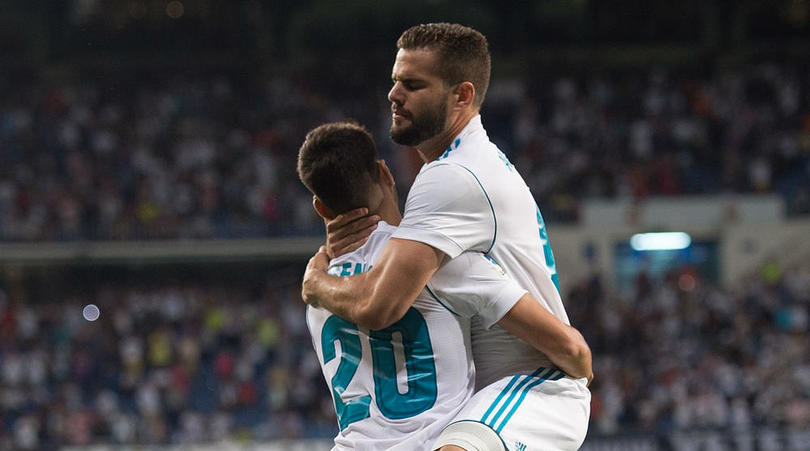 Dani Carvajal celebrating with Marco Asensio