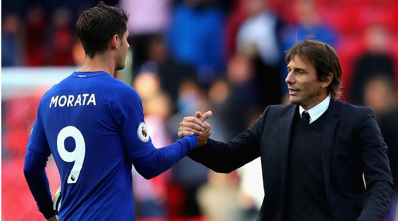 Alvaro Morata and Antonio Conte