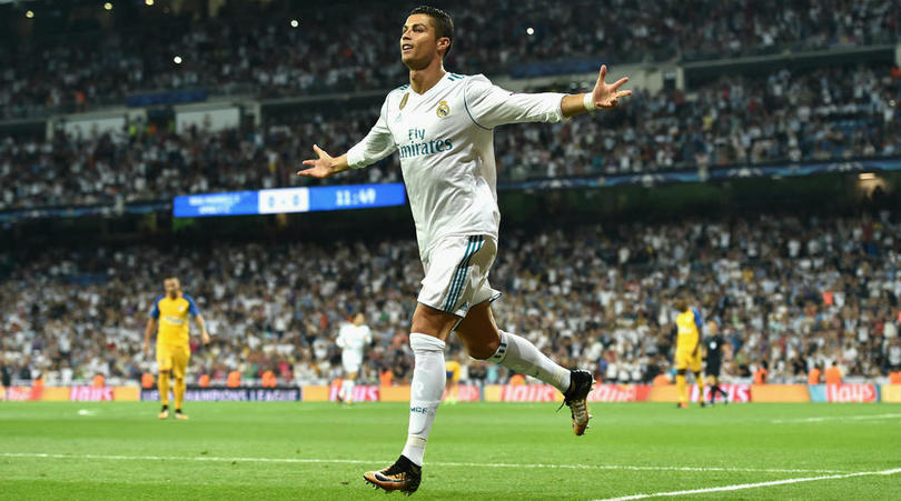 Cristiano Ronaldo celebrates his goal against APOEL