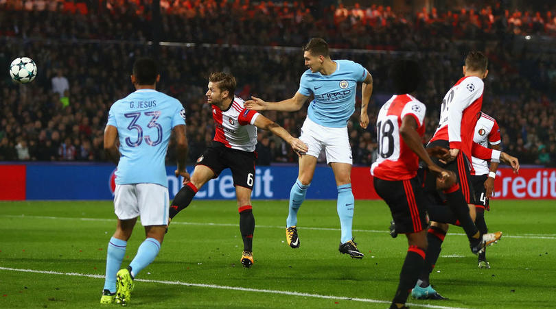 John Stones scoring his second against Feyenoord