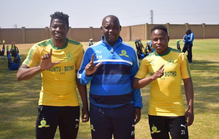 Pitso Mosimane with Keletso Makgalwa and Thendo Mukumela