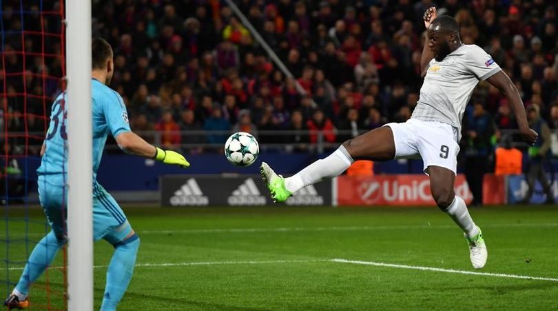 Romelu Lukaku scoring against CSKA Moscow