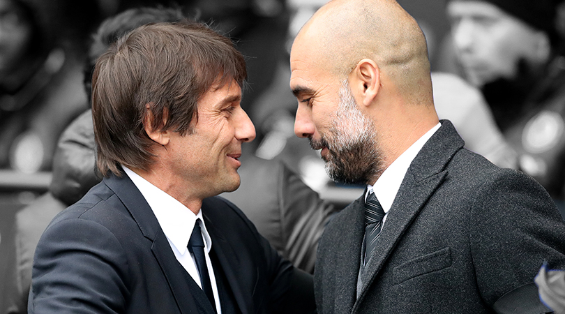 Antonio Conte with Pep Guardiola