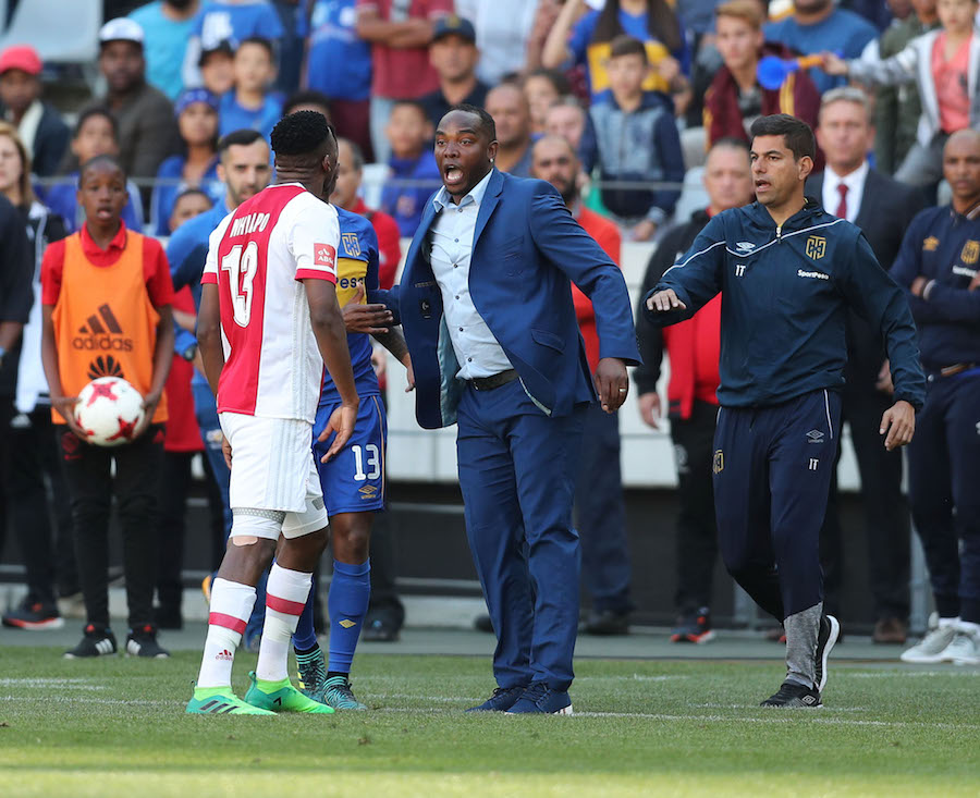 Benni McCarthy confronts Isaac Nhlapo