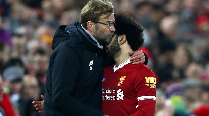 Jurgen Klopp with Mohamed Salah