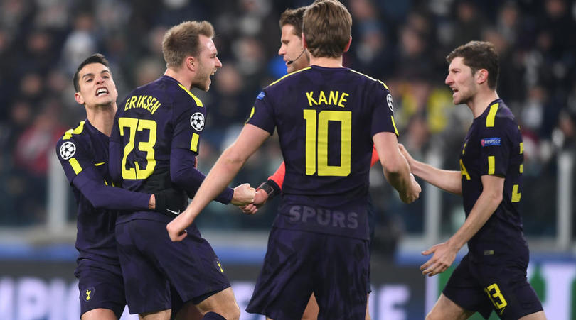 Christian Eriksen celebrates after scoring his sides second goal