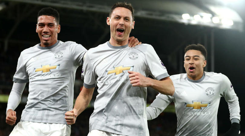 Nemanja Matic celebrates his goal with teammates