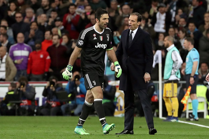 Juventus' goalkeeper Gianluigi Buffon and Juventus' head coach Massimiliano Allegri.