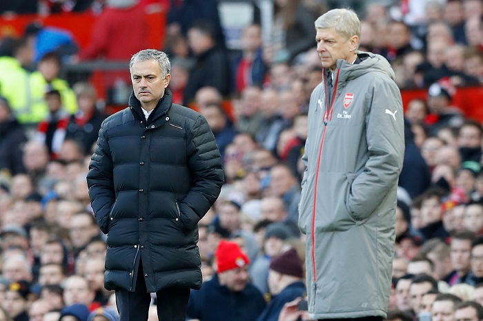 Manchester United manager Jose Mourinho and Arsenal manager Arsene Wenger.