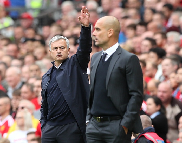 Manchester United manager Jose Mourinho and Manchester City manager Pep Guardiola.