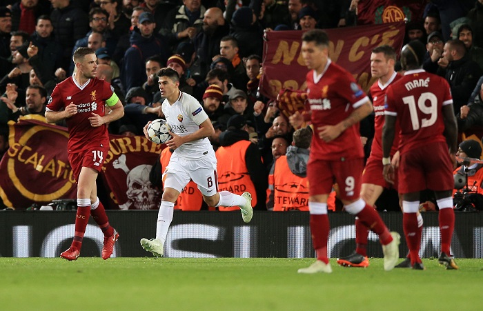 AS Roma's Diego Perotti after scoring his side's second goal.