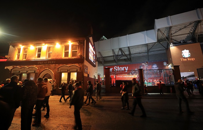 A view of The Albert pub on Walton Breck Road outside Anfield.