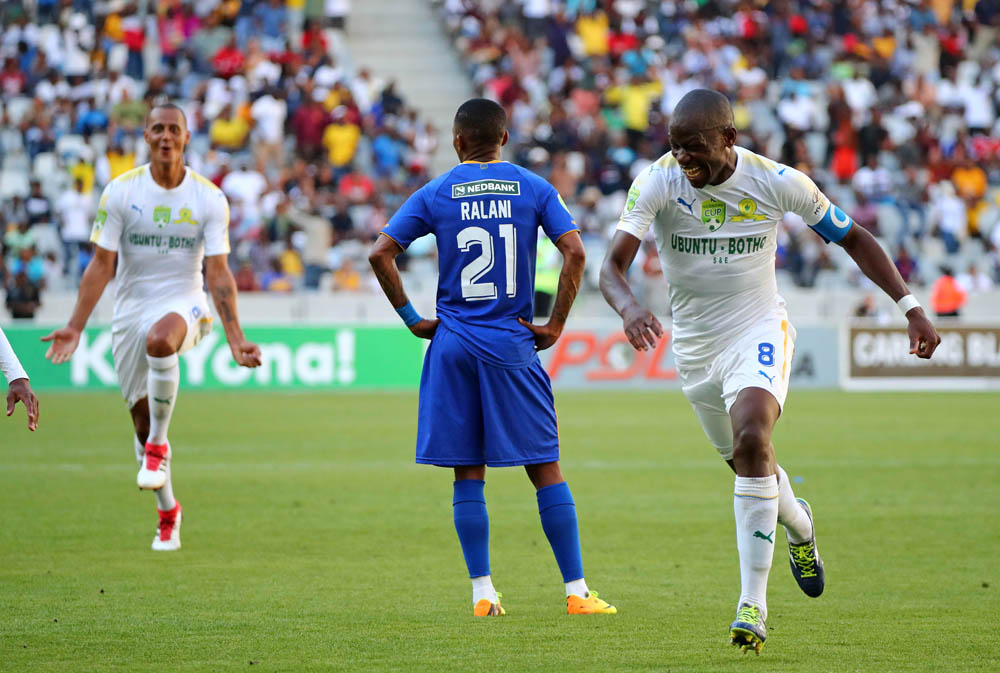 Hlompho Kekana celebrates his goal against Cape Town City