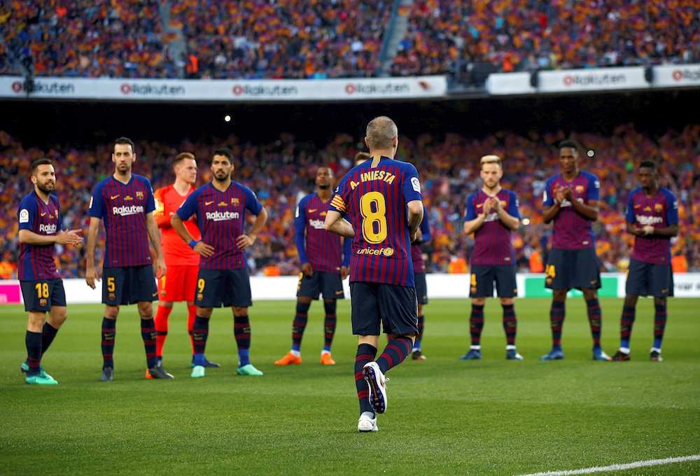 Andres Iniesta prior to his final game for Barcelona at Camp Nou