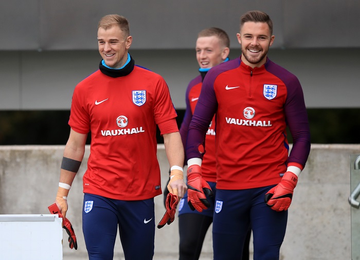 England's Joes Hart, Jordan Pickford and Jack Butland.