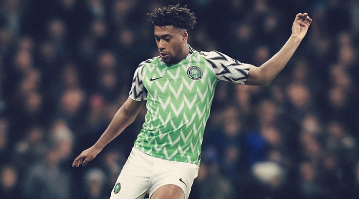 Alex Iwobi in the Nigeria World Cup kit.