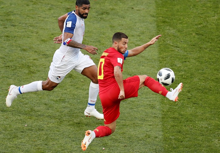 Eden Hazard of Belgium in action against Panama.