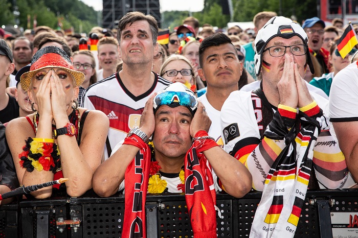 Germany fans react to their teams elimination.