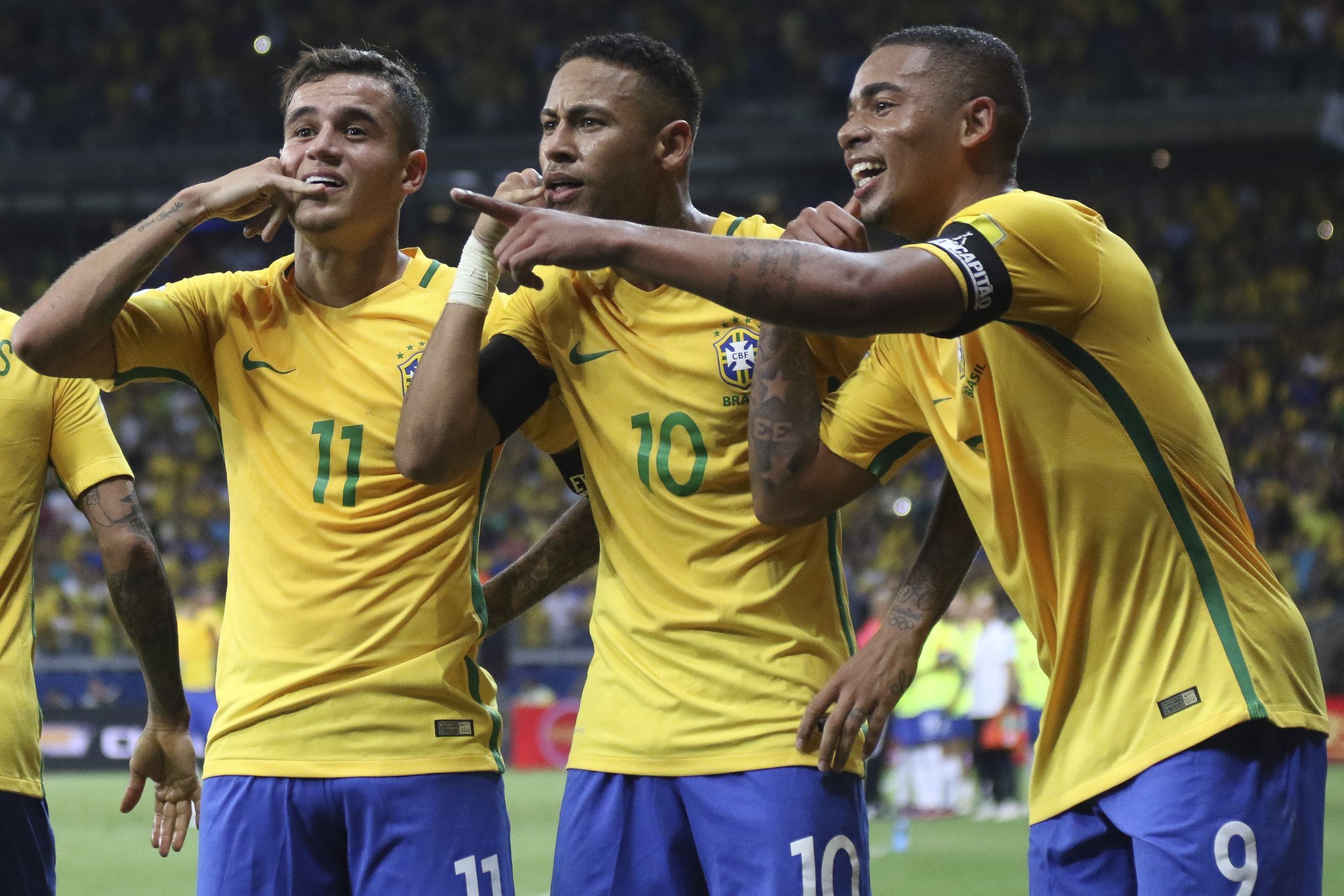 Brazil trio Philippe Coutinho, Neymar and Gabriel Jesus