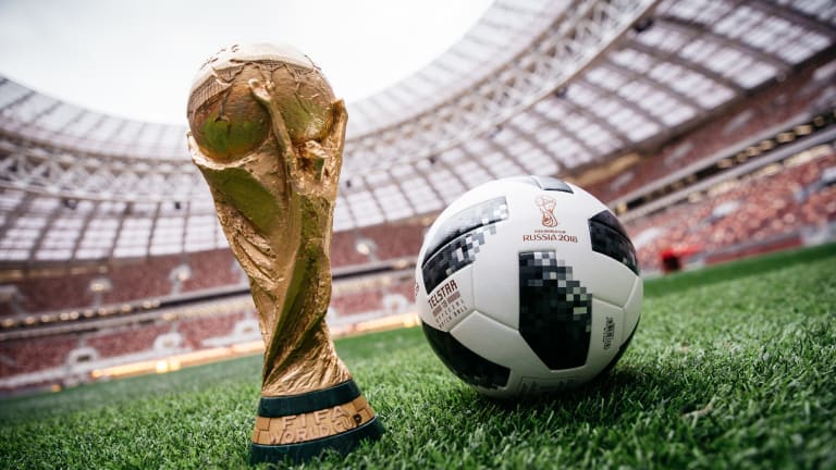 Fifa World Cup trophy and official ball