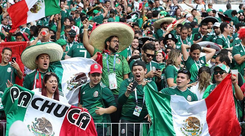 Fans of Mexico celebrate victory after a group F match between Germany and Mexico at the 2018 FIFA World Cup