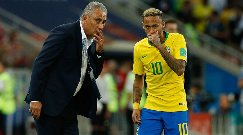 Tite and Neymar of Brazil.