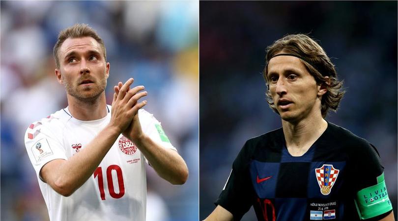 Christian Eriksen of Denmark (Left) and Luka Modric of Croatia (Right).