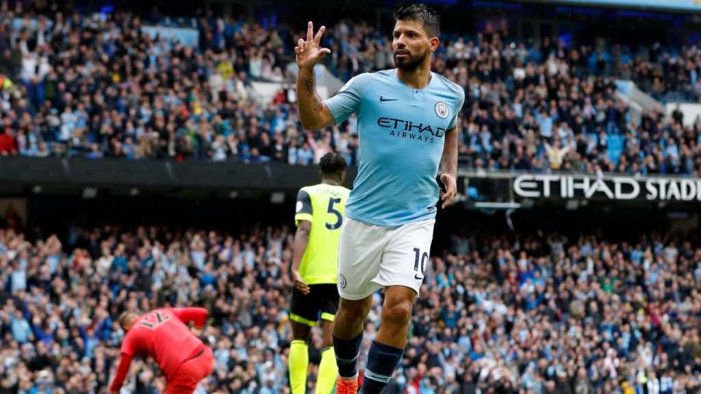 Aguero nets hat-trick as City put six past Huddersfield