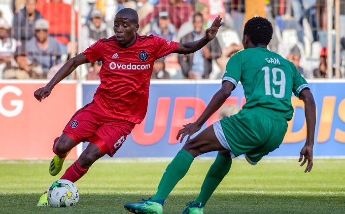 Thabo Matlaba of Orlando Pirates and Bongani Sam of Bloemfontein Celtic