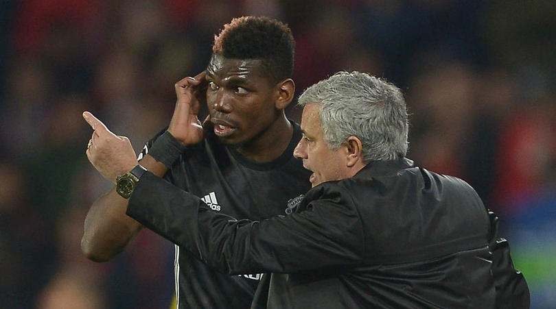 Paul Pogba and Jose Mourinho of Mamelodi Sundowns.