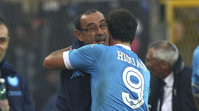 Gonzalo Higuain and Maurizio Sarri.