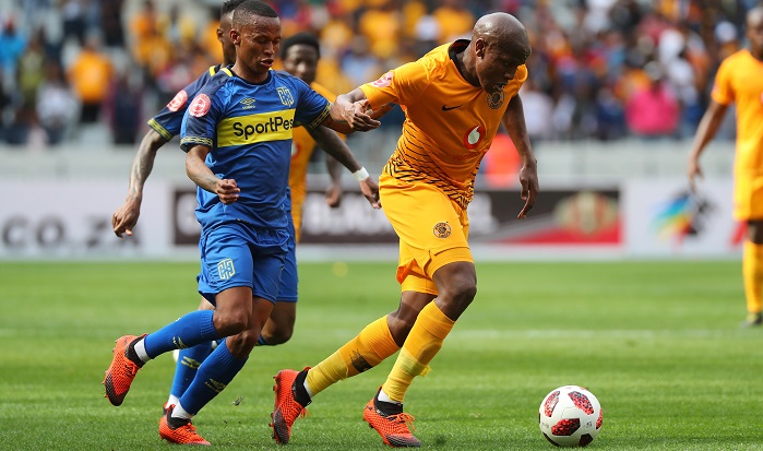 Lebogang Manyama of Kaizer Chiefs evades challenge from Surprise Ralani of Cape Town City