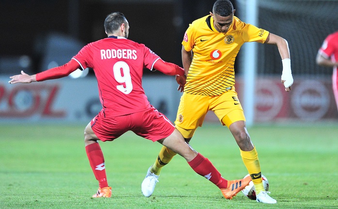 Mario Booysen of Kaizer Chiefs challenged by Eleazar Rodgers of Free State Stars.