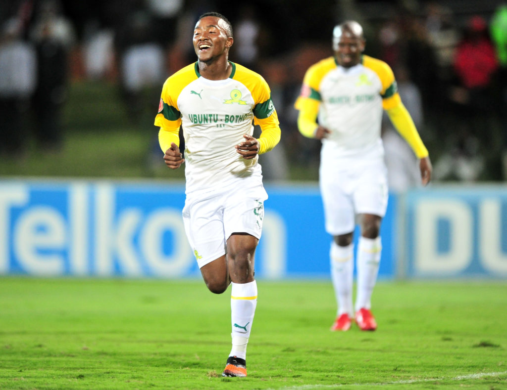 Lebohang Maboe celebrates his goal against Golden Arrows