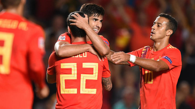 Marco Asensio and Isco of Spain.