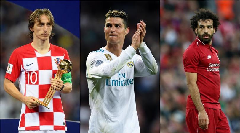 Luka Modric, Cristano Ronaldo and Mohamed Salah, the three-man short list for Fifa Men's Best Player award.