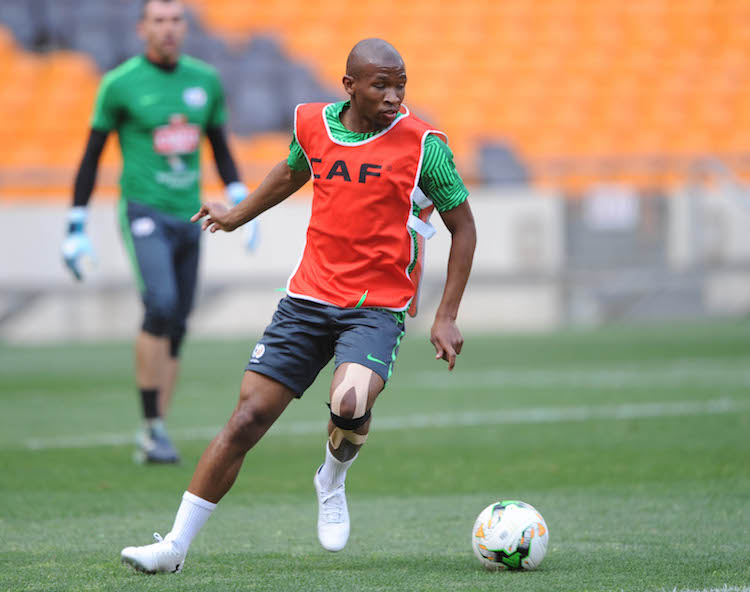 Kamohelo Mokotjo during training for Bafana Bafana