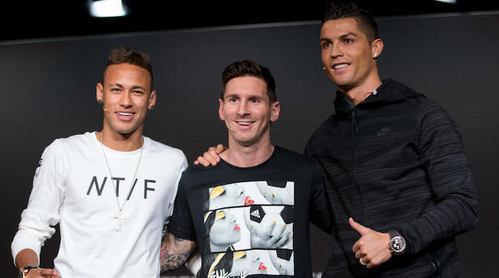 Neymar, Lionel Messi and Cristiano Ronaldo